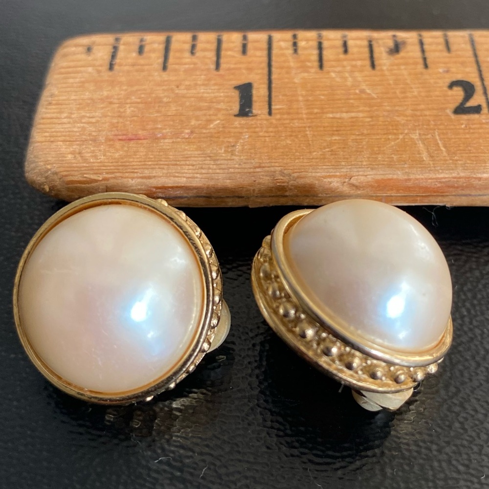 Givenchy Elegant Gold and Cream Clip-On Earrings